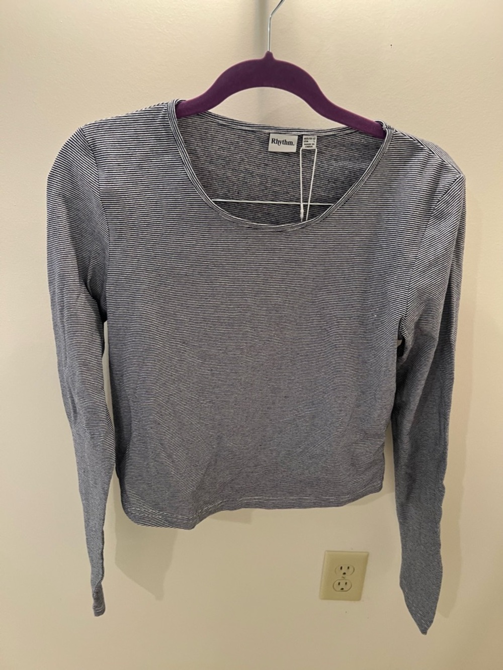 NWT Rhythm 100% Cotton striped crop shirt, size L
